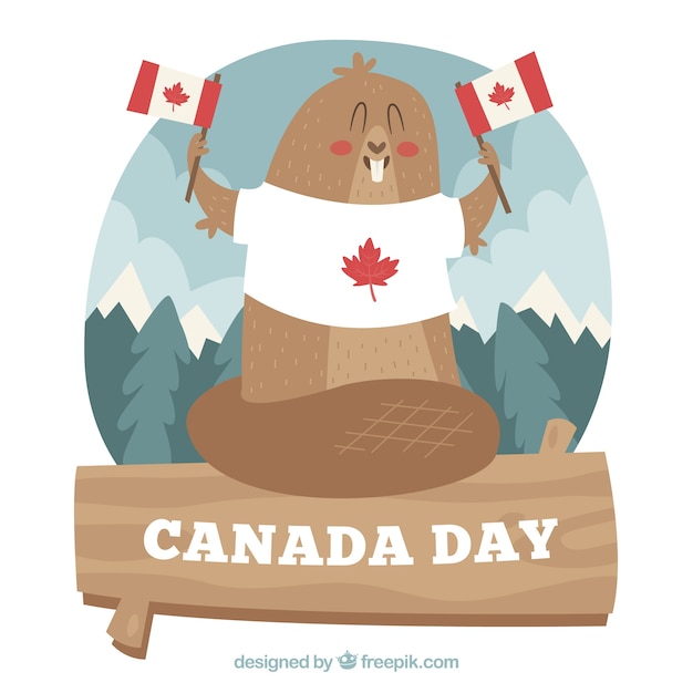 Canada day background with beaver