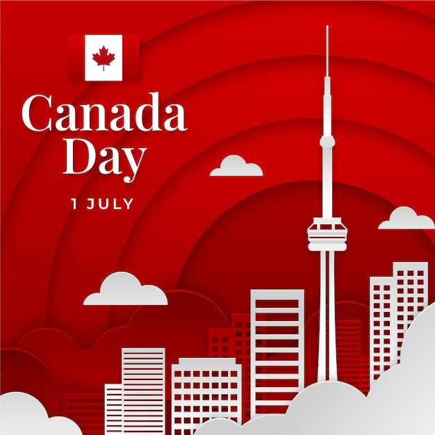 Canada day illustration in paper style