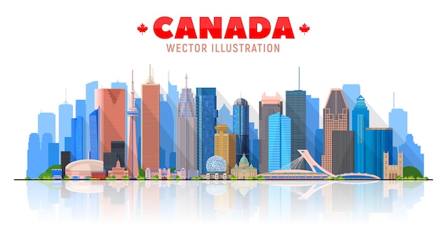 Canada skyline Vector illustration Collage from Canadian cities in panorama skyline