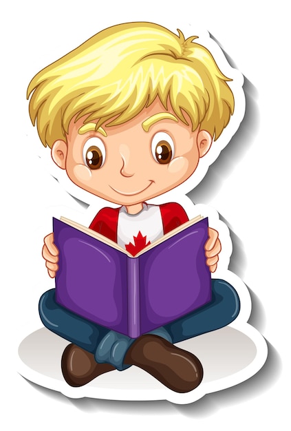 Canadian boy reading a book cartoon character