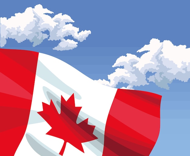 Free Vector canadian flag and sky