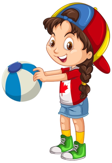 Free Vector canadian girl holding color ball