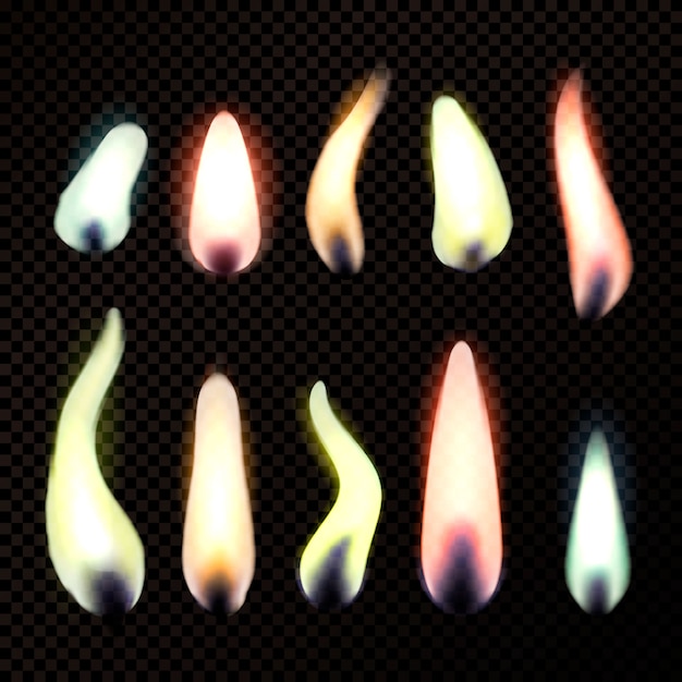 Free Vector candle flames realistic set