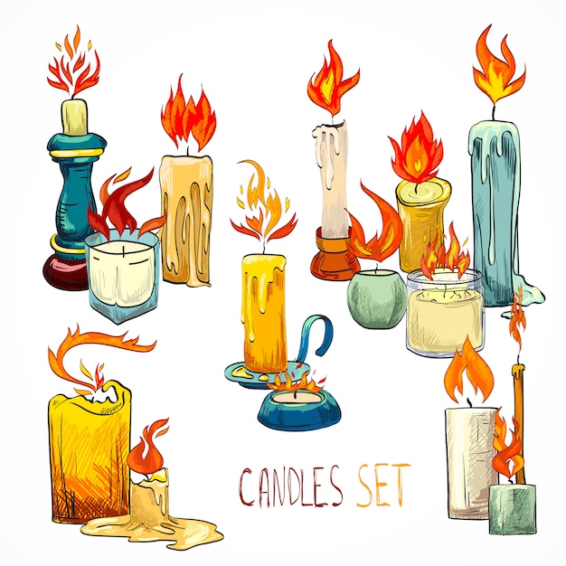 Free Vector candle set drawing