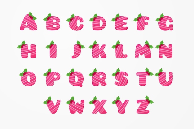 Candy cane christmas alphabet letters