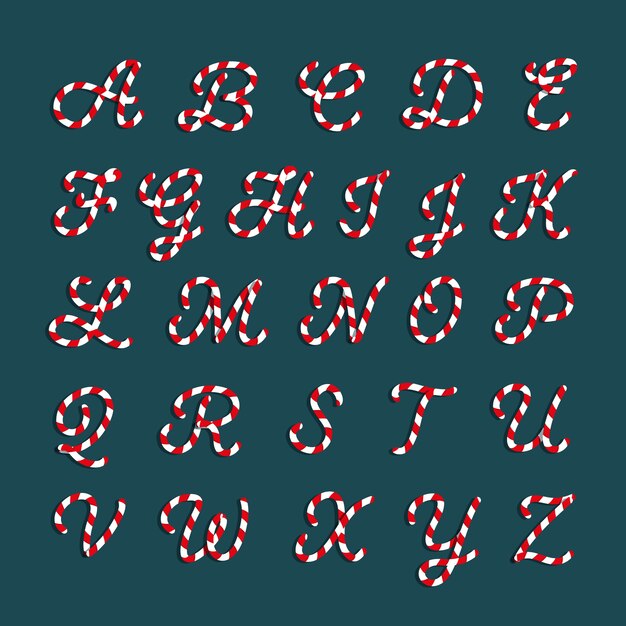 Candy cane christmas alphabet set