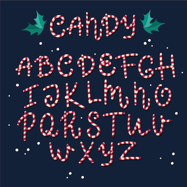 Candy cane christmas alphabet