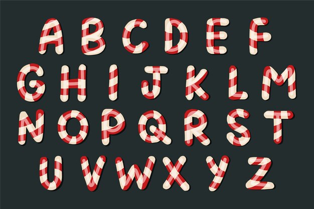 Candy cane christmas alphabet