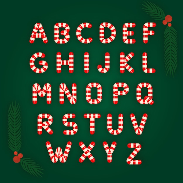 Candy cane christmas alphabet