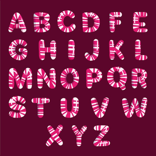 Free vector candy cane christmas alphabet