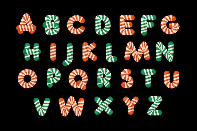 Free Vector candy cane christmas alphabet