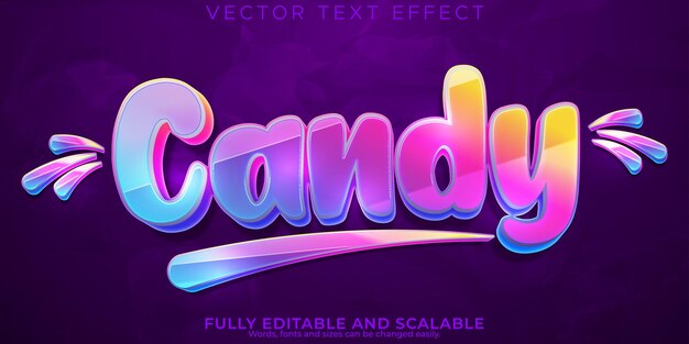 Candy colorful text effect editable rainbow and sugar font style