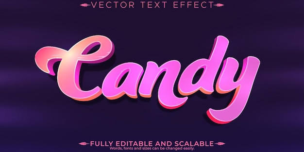 Free Vector candy editable text effect editable sweet and sugar text style