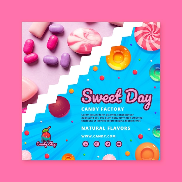 Free Vector candy factory flyer template