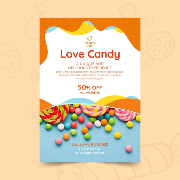 Candy flyer template with photo