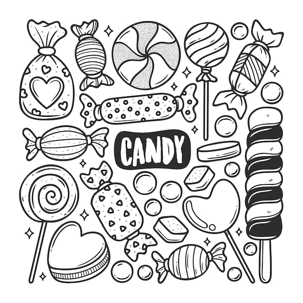 Free Vector candy icons hand drawn doodle coloring 