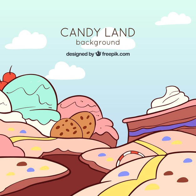 Candy land background in watercolor style