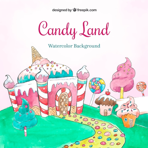 Free Vector candy land background in watercolor style