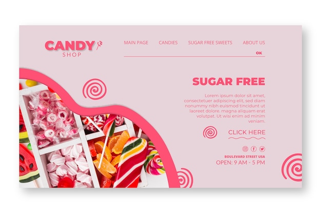 Free Vector candy landing page template