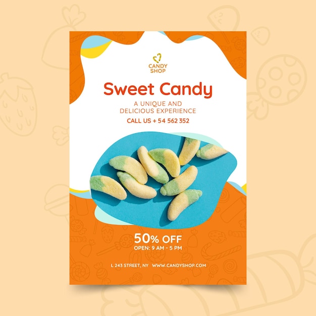 Candy poster template with photo