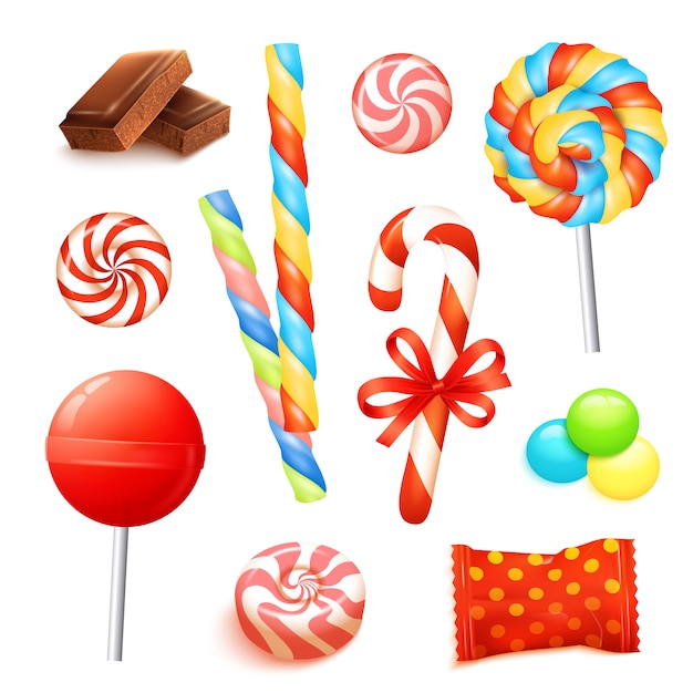 Free Vector candy realistic set