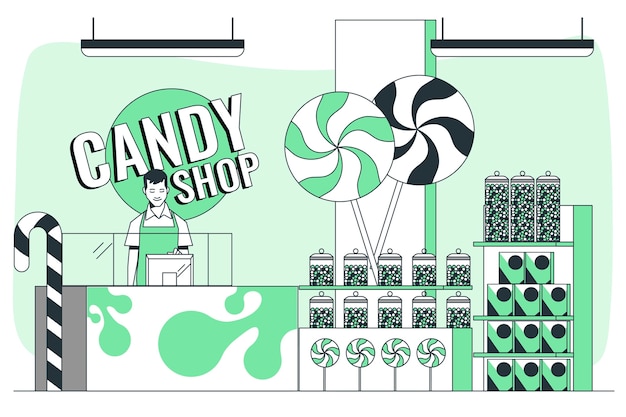 Candy shop concept illustration