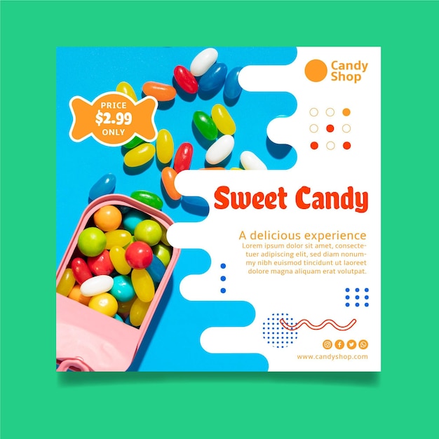 Free Vector candy shop flyer template