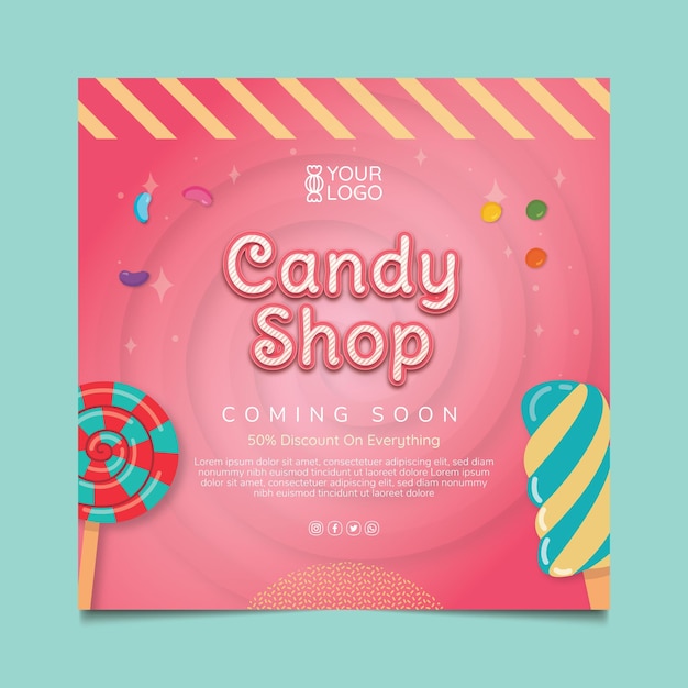 Free vector candy shop flyer template