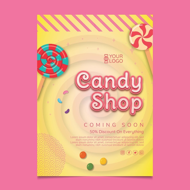 Free Vector candy shop flyer template