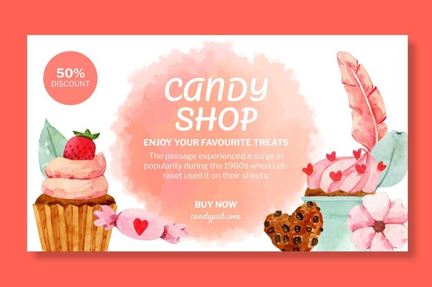 Candy shop horizontal banner template