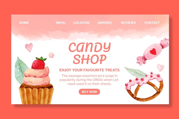 Candy shop landing page template