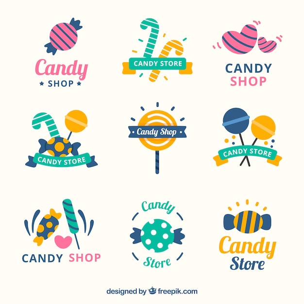 Candy shop logos collection for companies