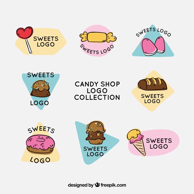 Free Vector candy shop logos collection for companies