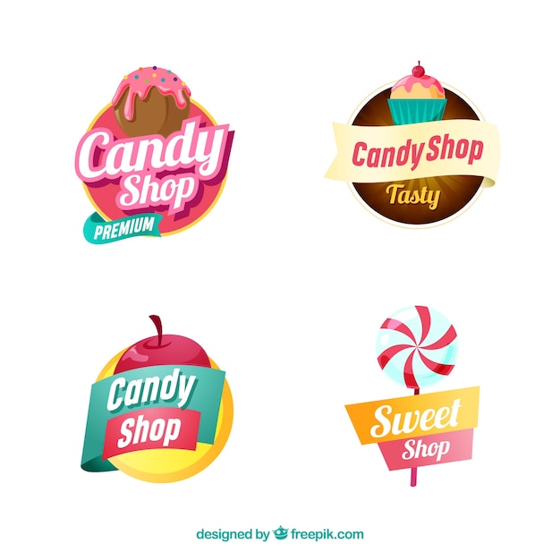 Free Vector candy shop logos collection for companies