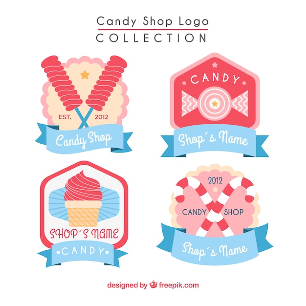 Free Vector candy shop logos collection for companies