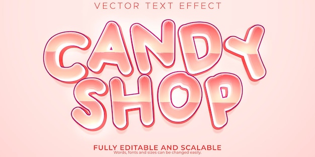 Free Vector candy shop text effect editable sweet and sugar text style