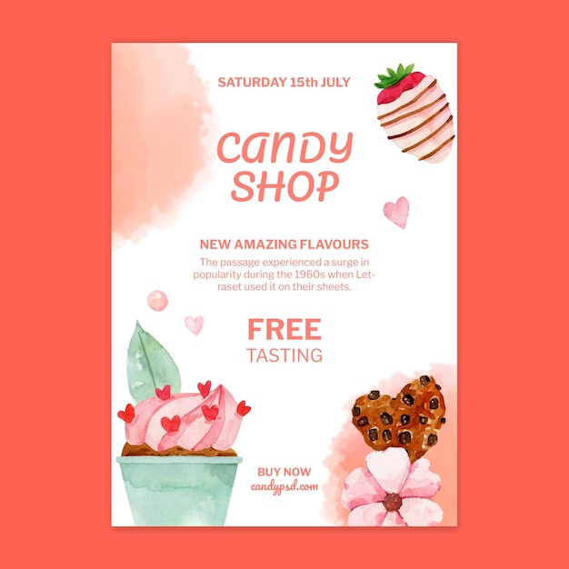 Candy shop vertical poster template