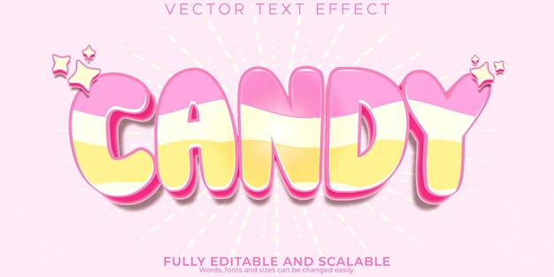 Free vector candy text effect editable pink and soft text style