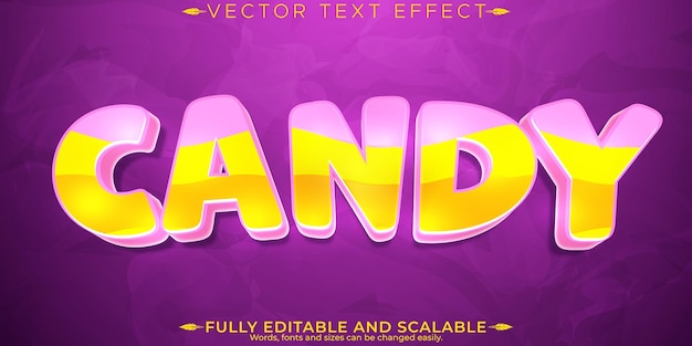 Free Vector candy text effect editable sugar and sweet text style