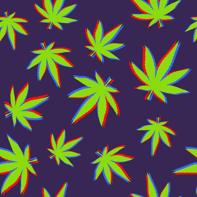 cannabis leaves pattern with glitch effect