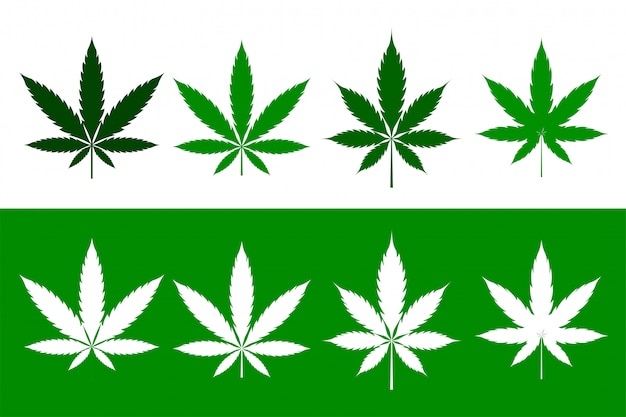 Free Vector cannabis marijuana weed leaves set in flat style