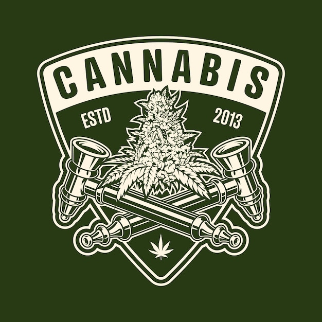 Free vector cannabis monochrome emblem