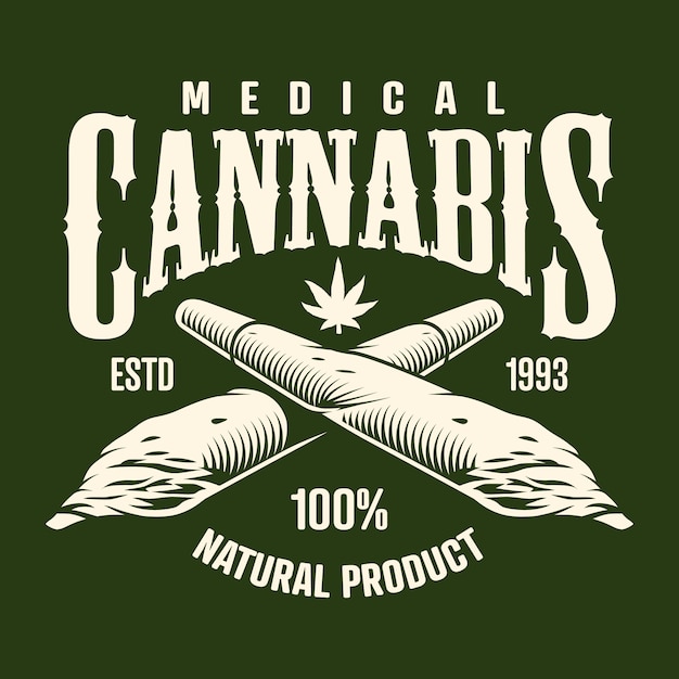 Cannabis monochrome emblem