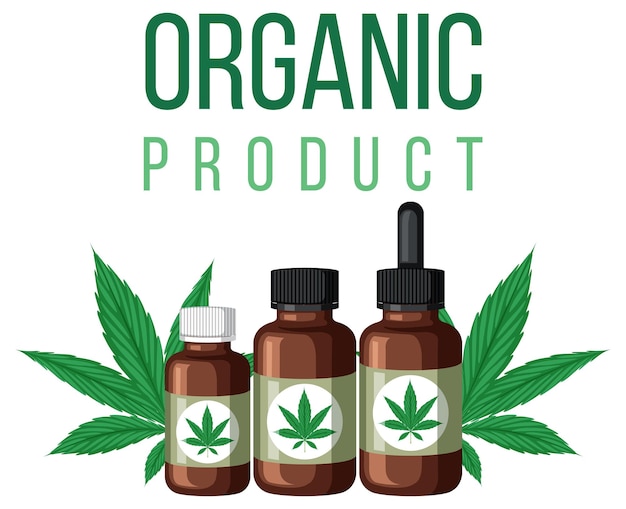 Free Vector cannabis plant product in brown bottle