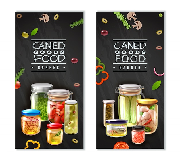 Free Vector canned food vertical banners