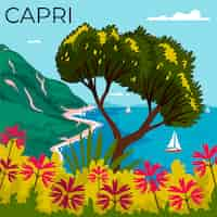 Free vector capri travel destination illustration