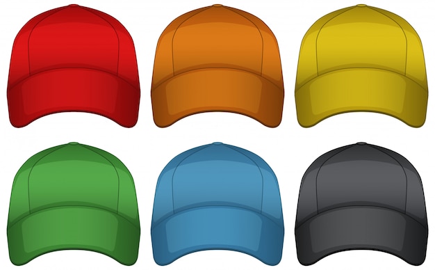 Free Vector caps in six different colors