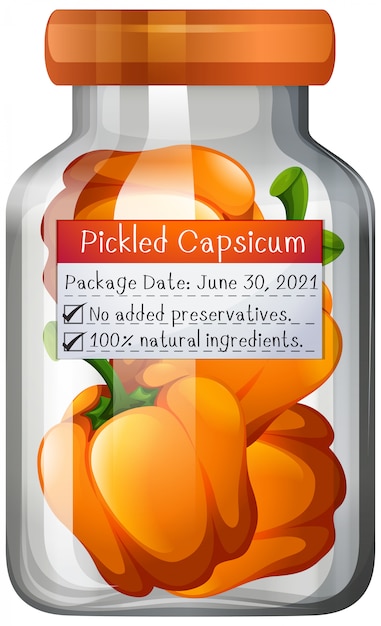 Free Vector capsicum preserve in glass jar