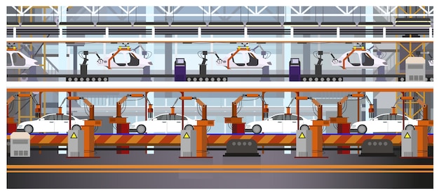 Free Vector car assembly line illustration