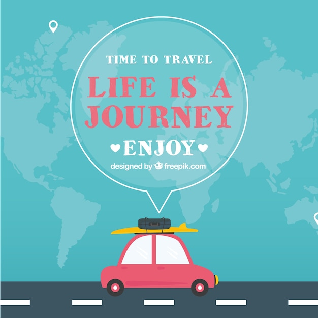 Free vector car background on the road and message 